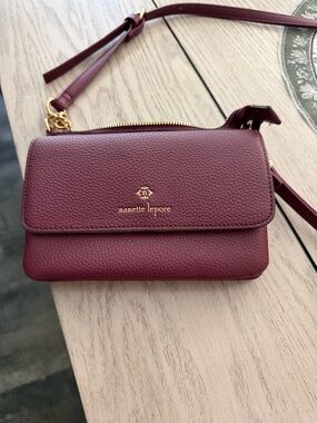 Nanette Lepore Wine Red Pebbled Leather Crossbody
